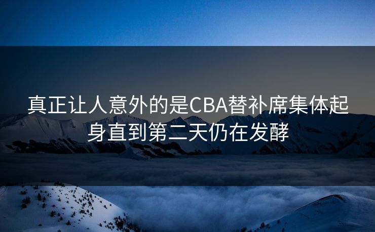 真正让人意外的是CBA替补席集体起身直到第二天仍在发酵  第1张