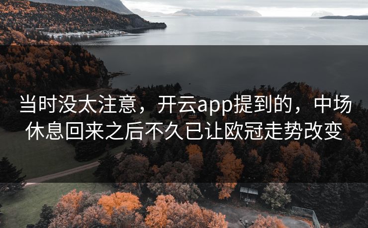 当时没太注意，开云app提到的，中场休息回来之后不久已让欧冠走势改变  第1张
